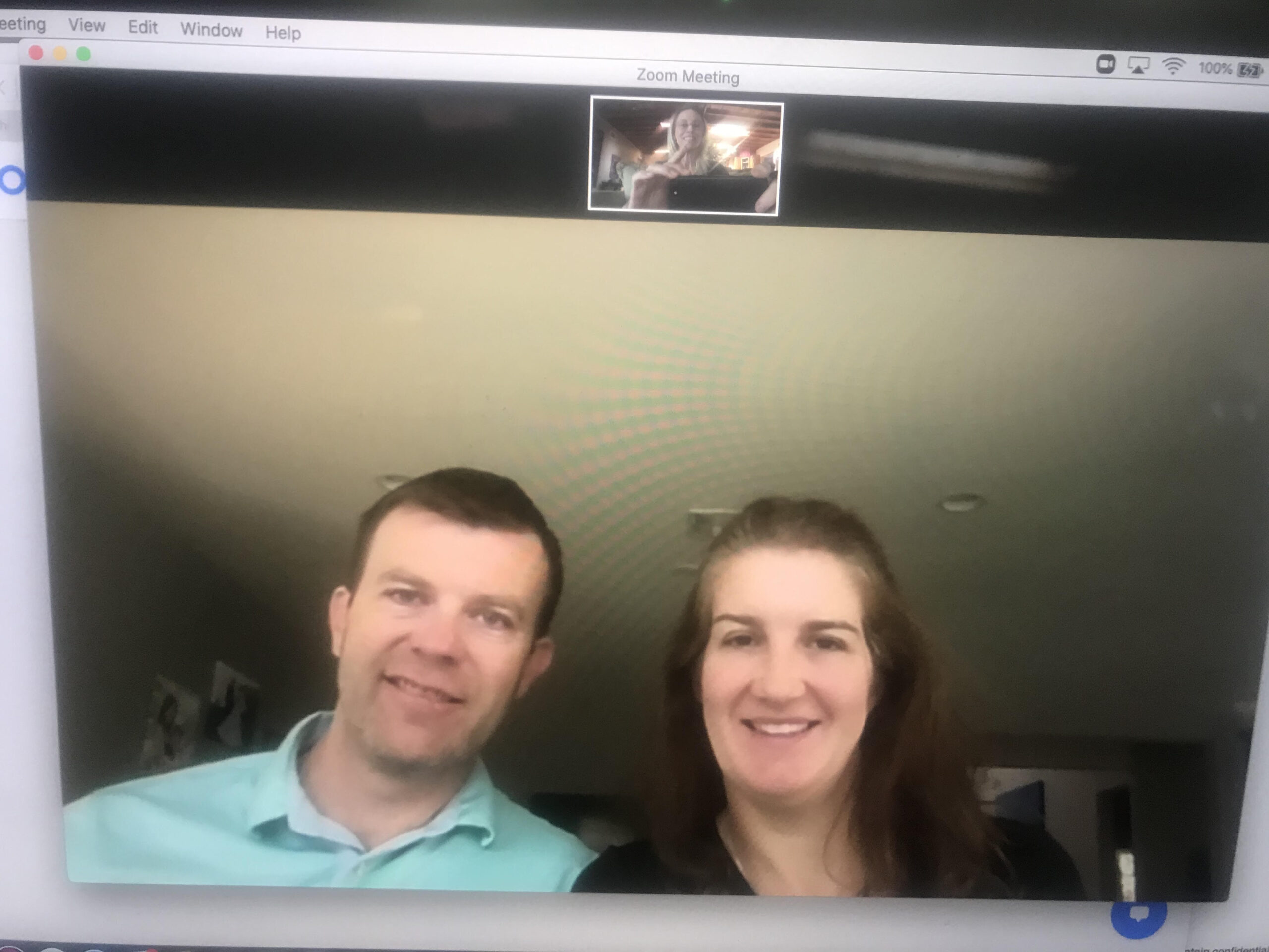 Couple smiling during a virtual Sedona Soul Retrieval couples retreat session