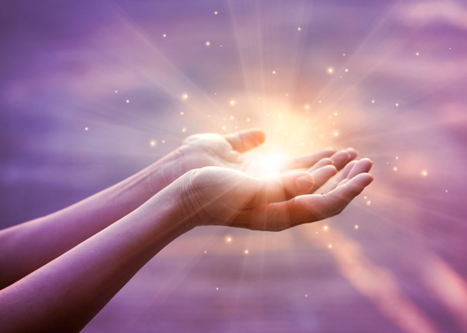 Hands holding glowing spiritual light representing healing and soul mentoring Title can stay as-is.